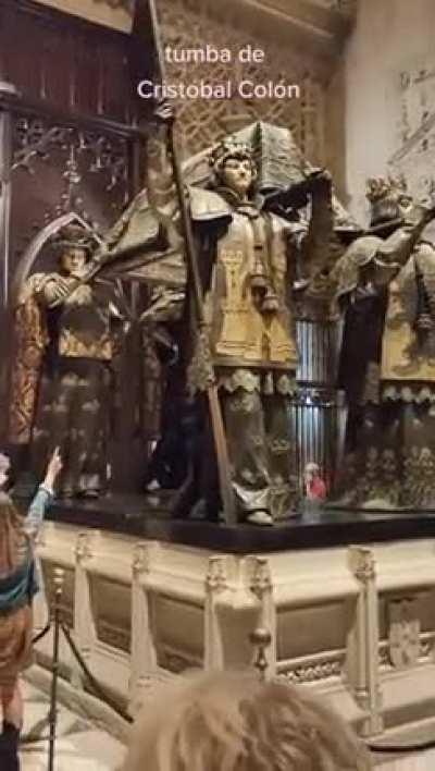 The tomb of Christopher Columbus in the cathedral of Seville, Spain