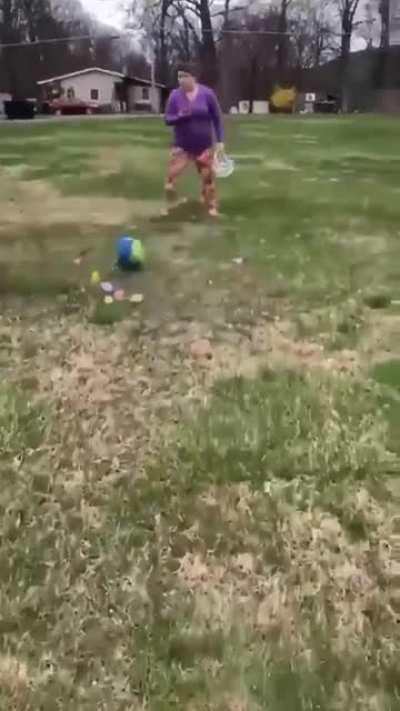 Just a kid going Easter egg hunting