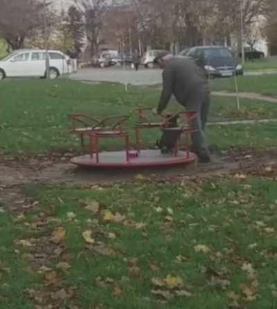 Man and dog having fun together