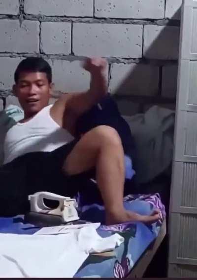 son, watch out the iron !!