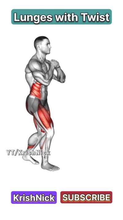 Lunges with Twist: Core & Leg Strength Home Exercise