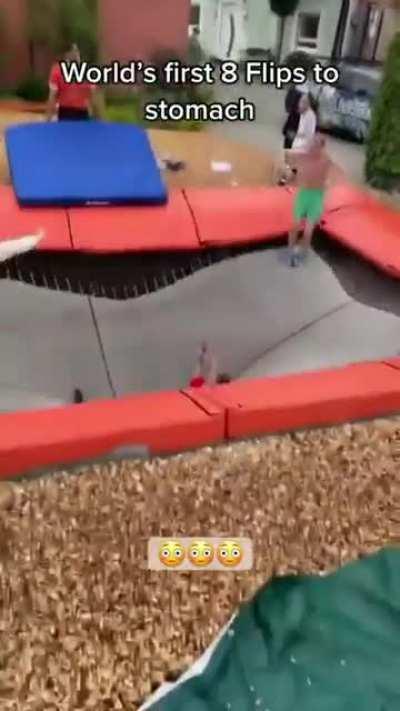 I can't imagine looking out of my bedroom window and seeing a kid seemingly hurtling into orbit and back. 8 flips in the air.