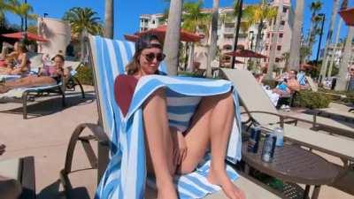 Poolside masturbation