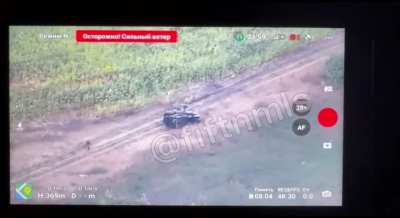 A Russian GAZ Tigr vehicle driving towards friendly troops detonates a nearby mine and comes to a halt before later continuing on its way