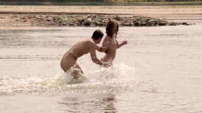 Group fun at the beach scene from Picture of Beauty (UK2017)