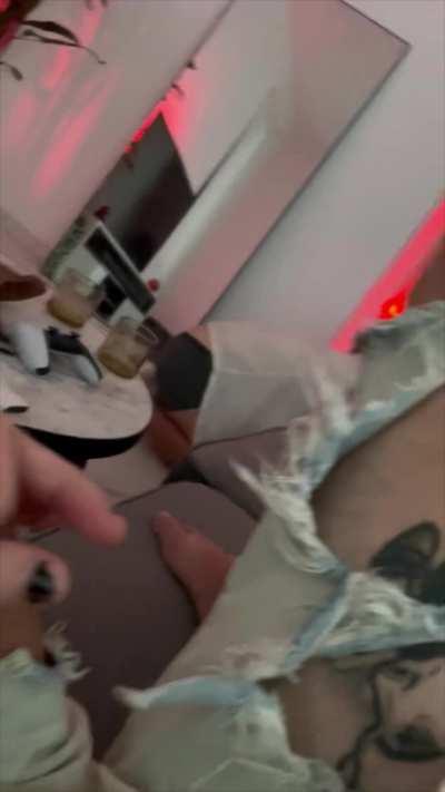 my boyfriend filmed our guy friend licking my pussy while we were right next to him on the sofa after a tipsy, hot night out… this was at like 6AM, lol.