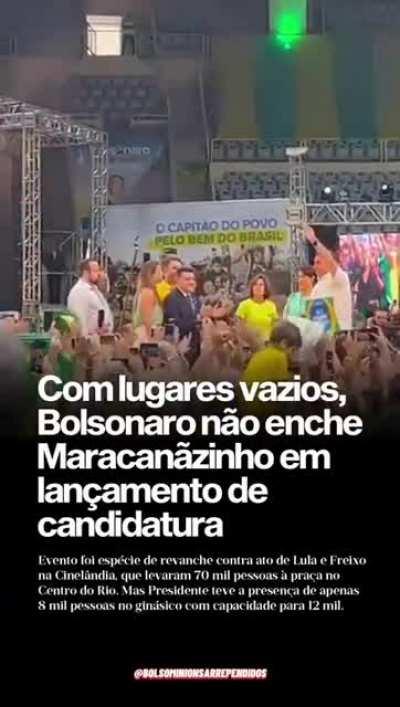 Bolsonaro e sua turma não conseguiu lotar nem o Maracanãzinho em um domingo e juram que são maioria!