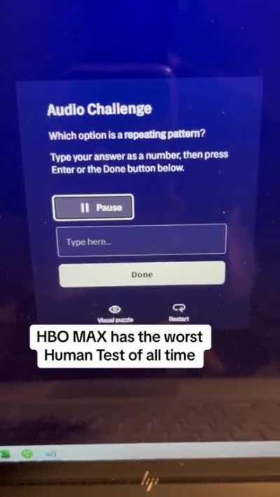 HBO Max's new captcha system... Worst test ever.