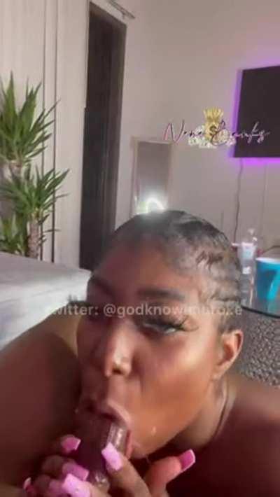 BBC Blowjob Deepthroat Ebony Ebony Couple Eye Contact Sloppy Porn GIF by dolodang