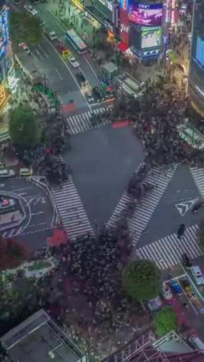 Crossing the street in Tokyo.