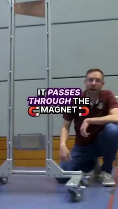 Demonstrating the Lenz's law using a guillotine.