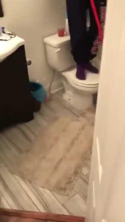 To run down the stairs.