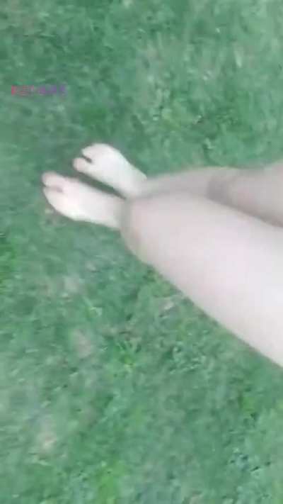 Walking through the garden in the morning