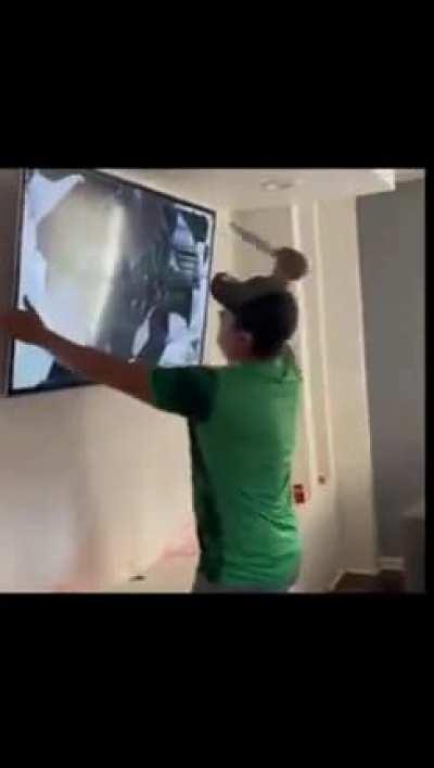 Soccar fan gets upset because his team lost at the World Cup in Qatar