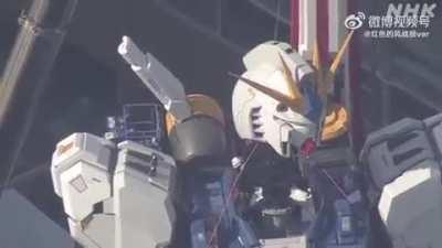 LIFE-SIZED GUNDAMS 1/1 RX-93FF NU GUNDAM IN FUKUOKA ceremony and head attachment