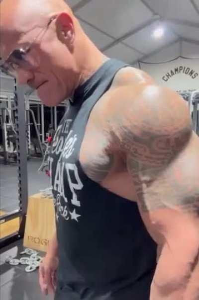 The Rock (slave name) reacts to a passionate promo.