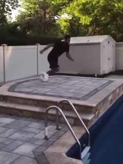 Guy tried to Jump across a pool