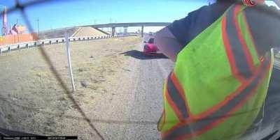 Watching the road saved his life.