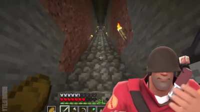 Engineer, Soldier and Pyro play Minecraft