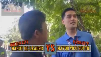 mayor vico sotto shows his rap talent against hakot qc leader