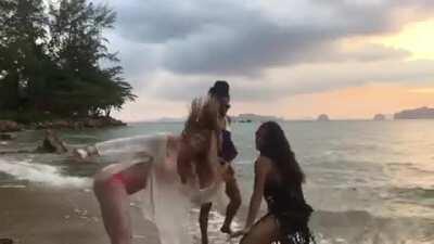 Caity twerking with friends