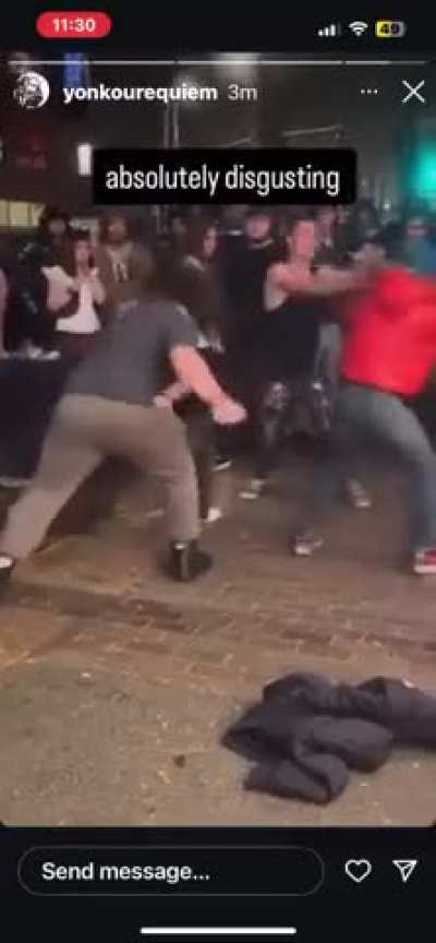 Girl gets body slammed outside hardcore gig
