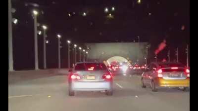 100s of bikers going the wrong way on the San Francisco Bay Bridge — Jan 17