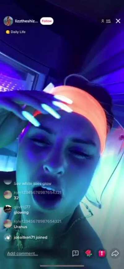 Quick slip in the tanning bed