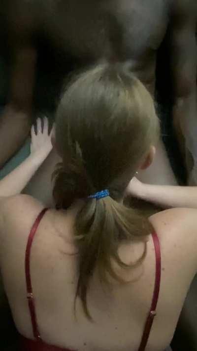 Mouth full of black dick while hubby videos and jerks his cock.  When he said “I do”, I wonder if he knew that I’d turn into a BBC slut!  I can’t get enough of black dick