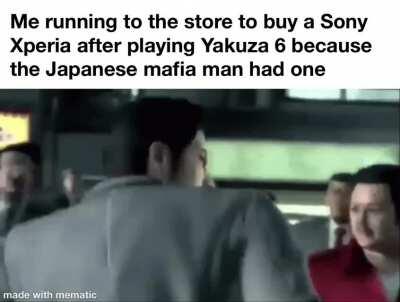 why does everyone in yakuza 6 have a sony xperia