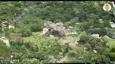 Compilation posted by Karenni Joint Chief of Staffs showing attacks on the Tatmadaw (junta) Battalion 134 base in Hpasawng, Myanmar (Burma); May-July 3, 2025