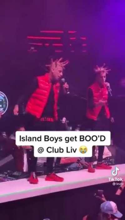 Island boys attempting to “sing” as they’re boo’d into the 4th dimension