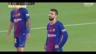 On this day 3 years ago, Cristiano Ronaldo scored this banger against Barcelona in the Spanish Super Cup which led Real Madrid to a 3-1 Victory against Barcelona which also witnessed an own goal from G.Pique at 50', Cristiano Ronaldo 80' and Marco Asensio