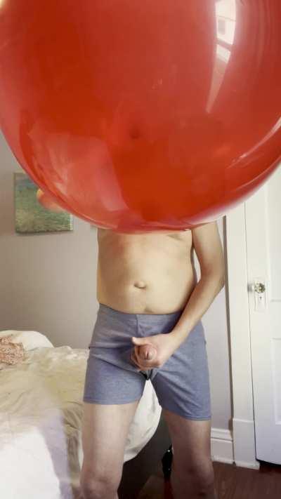 This balloon got so big & tight with each blow that, once I started moaning, it didn’t take many strokes to unload all of my cum from my cock!