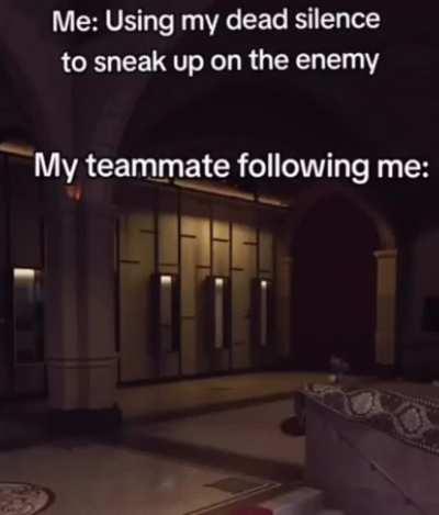 My random teammate on dmz when I say stop moving so they donât hear us a 6 man is coming.