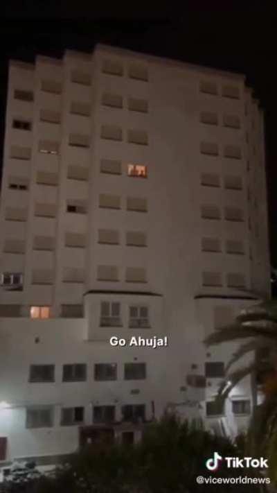 More than 100 male stage (an annual) mass catcalling event at a nearby female dorm in Madrid