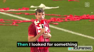 Peak German humor by Thomas Müller (farewell joke)