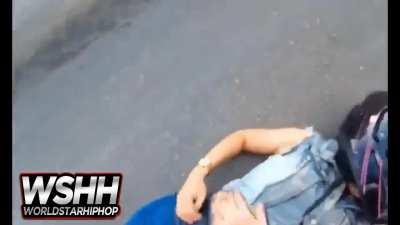 Wheelie gone bad bursts into flames...