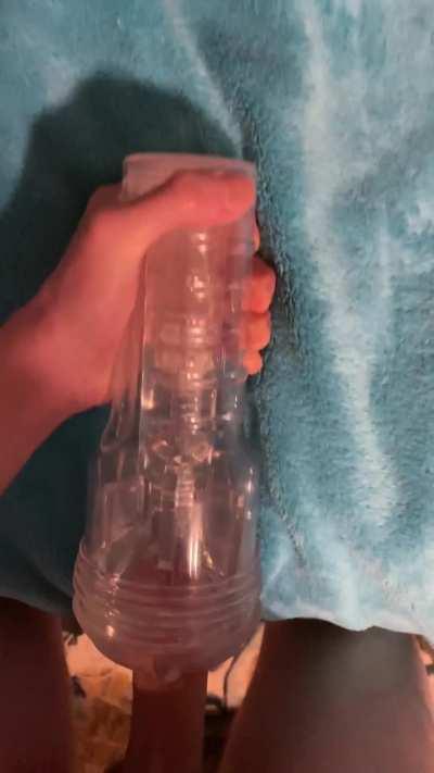 Sliding into my new clear fleshlight 😵‍💫 fuck it feels so good [19M]