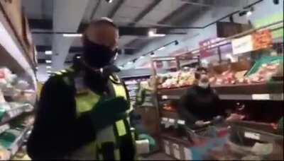 Supermarket forces maskless shoppers to wear *yellow stickers* so that others can identify them and distance themselves..... Deja vu?