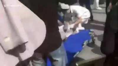 Out-of-control horse injures people by ploughing into them.