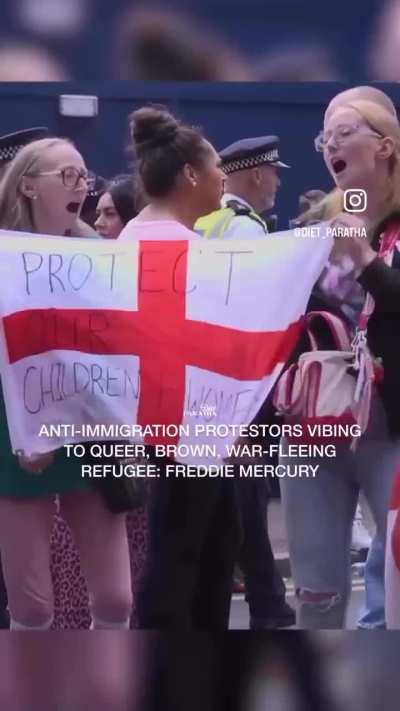 Westoids dancing to paraaoud eendian music in an anti immigration protest will never not be hilarious