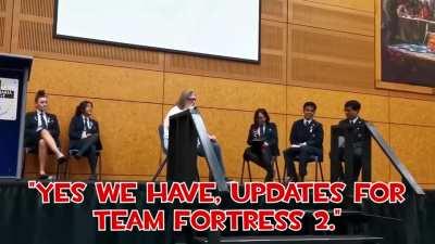 A lot of people have posted the Gaben interview saying that there are confirmed updates for TF2. BUT THERE IS A SECOND PART TO IT WHERE HE ADDRESSES THE BOT CRISIS.