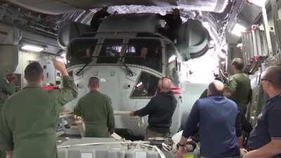 Loading the World's 2nd largest operational helicopter, a Marine Corps CH-53K King Stallion onto a C-17 Globemaster III.