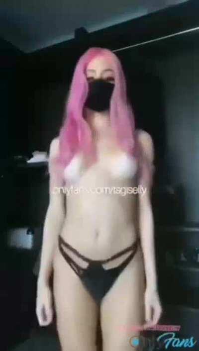 Her clothes slowly pop off