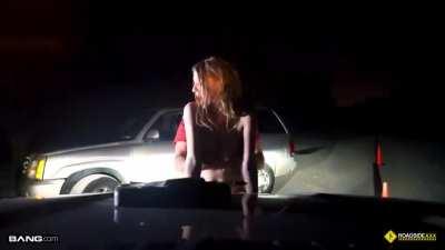 While her BF is out Black Friday shopping, she is fucking a guy who can change a tire