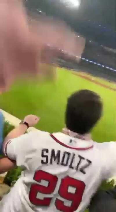 Acuña playing some Beer Poñg last ñight