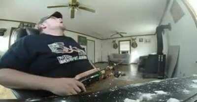 Showing off a gun indoors