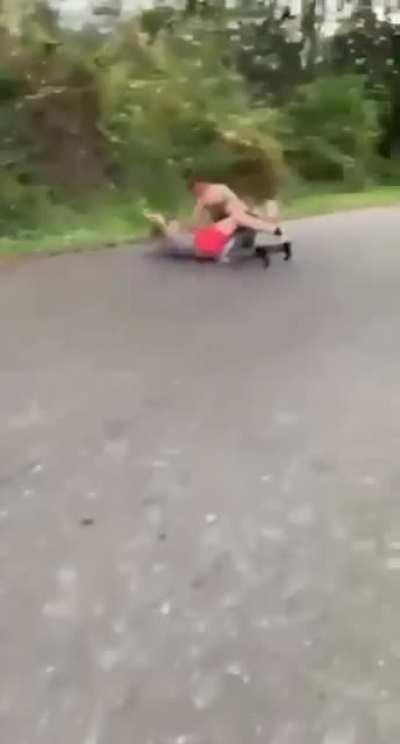 Boy gets beat tf up by a trans girl for talking shit