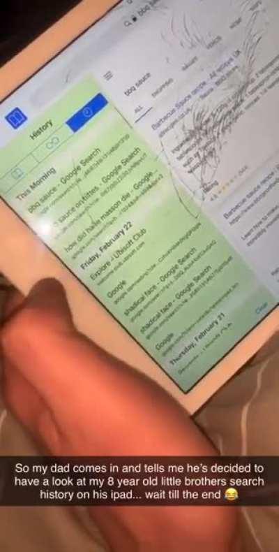 Dad decided to check the history of her 8-year-old brothers iPad